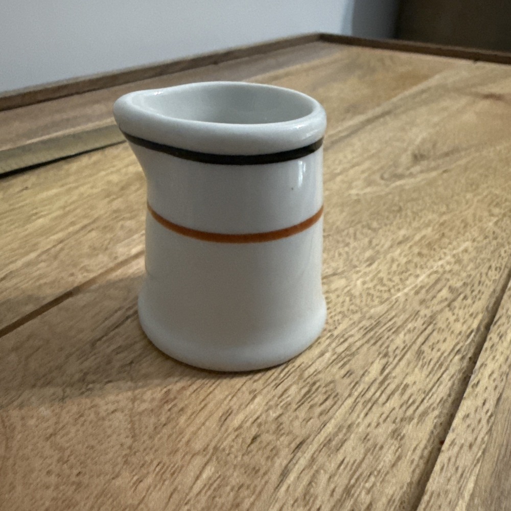 Vintage Early Restaurant Ware Black Orange Stripe Small Ceramic Creamer